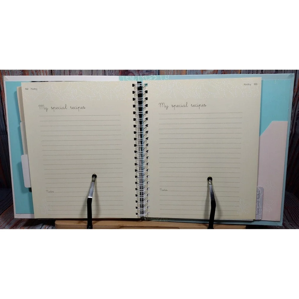 Love Food My Recipe Keeper Organizer Binder Journal with Tabs and Pockets‎ Blue